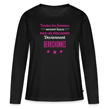 femmes naissent les meilleurs Berrichonnes - T-shirt manches longues Premium bio Femme - noir - Devant - Julia (174cm)