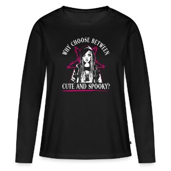 Niedlich und gruselig? - Bubble Goth Perky Goth - Frauen Premium Bio Langarmshirt - Schwarz - Vorne - Julia (174cm)