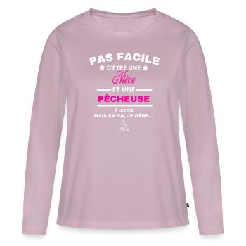 pas facile d'être plombière et Nièce - T-shirt manches longues Premium bio Femme - rose poudré - Devant - Julia (174cm)