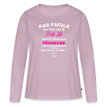 pas facile d'être plombière et Petite-fille - T-shirt manches longues Premium bio Femme - rose poudré - Devant - Julia (174cm)