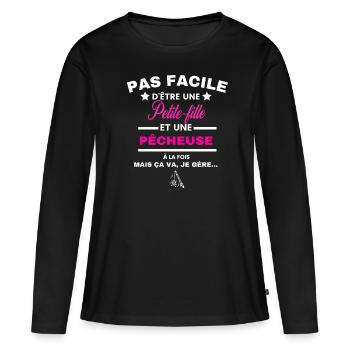 pas facile d'être plombière et Petite-fille - T-shirt manches longues Premium bio Femme - noir - Devant - Julia (174cm)