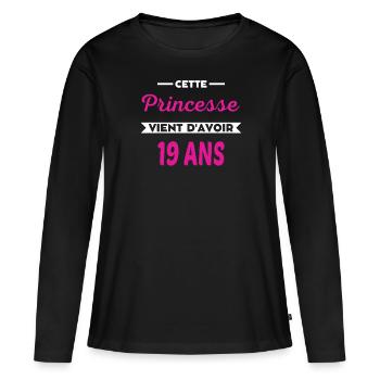 Cette Princesse vient d'avoir 19 ans - T-shirt manches longues Premium bio Femme - noir - Devant - Julia (174cm)