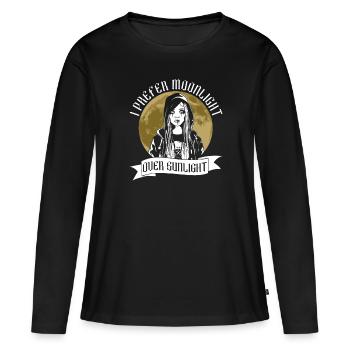 Mondlicht vor Sonnenlicht - Moontan Gothic Goth - Frauen Premium Bio Langarmshirt - Schwarz - Vorne - Julia (174cm)