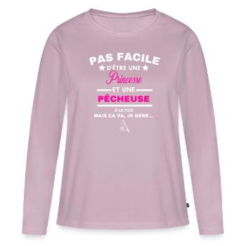 pas facile d'être plombière et Princesse - T-shirt manches longues Premium bio Femme - rose poudré - Devant - Julia (174cm)