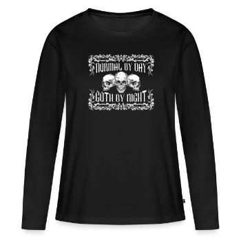 Normal le jour, gothique la nuit - Gothique - T-shirt manches longues Premium bio Femme - noir - Devant - Julia (174cm)