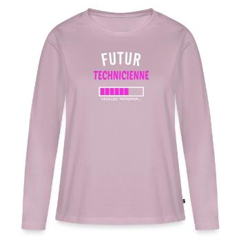 futur technicienne - T-shirt manches longues Premium bio Femme - rose poudré - Devant - Julia (174cm)