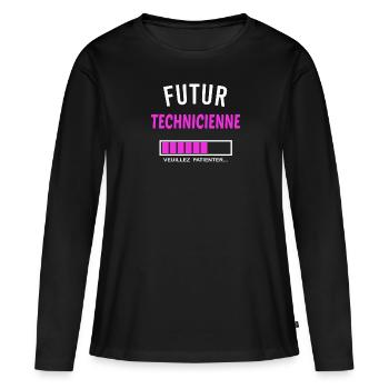 futur technicienne - T-shirt manches longues Premium bio Femme - noir - Devant - Julia (174cm)