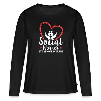 Social Worker Its A Work of Heart Social Worker - Frauen Premium Bio Langarmshirt - Schwarz - Vorne - Julia (174cm)