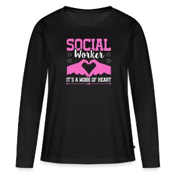 Social Worker Its A Work of Heart Social Worker - Frauen Premium Bio Langarmshirt - Schwarz - Vorne - Julia (174cm)