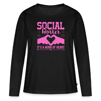 Social Worker Its A Work of Heart Social Worker - Frauen Premium Bio Langarmshirt - Schwarz - Vorne - Julia (174cm)