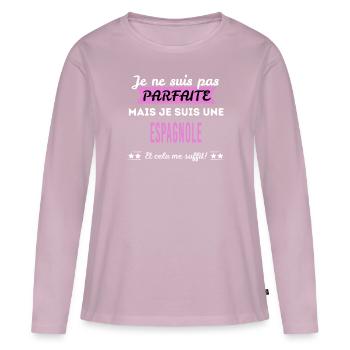 Je ne suis pas parfaite Espagnole - T-shirt manches longues Premium bio Femme - rose poudré - Devant - Julia (174cm)