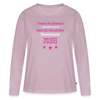 femmes naissent les meilleurs cyclistes - T-shirt manches longues Premium bio Femme - rose poudré - Devant - Julia (174cm)