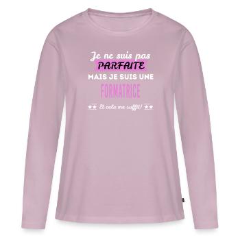 Je ne suis pas parfaite formatrice - T-shirt manches longues Premium bio Femme - rose poudré - Devant - Julia (174cm)