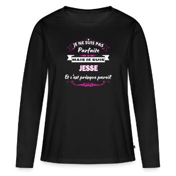 je ne suis pas Parfaite Jesse - T-shirt manches longues Premium bio Femme - noir - Devant - Julia (174cm)