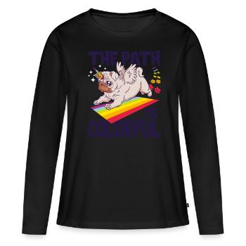 The Path Is Colorful Cute LGBTQ Pride Rainbow - Frauen Premium Bio Langarmshirt - Schwarz - Vorne - Julia (174cm)