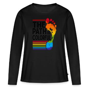 The Path Is Colorful Cute LGBTQ Pride Rainbow - Frauen Premium Bio Langarmshirt - Schwarz - Vorne - Julia (174cm)