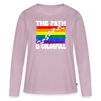 The Path Is Colorful Cute LGBTQ Pride Rainbow - Frauen Premium Bio Langarmshirt - Altrosa - Vorne - Julia (174cm)