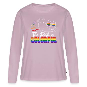 The Path Is Colorful Cute LGBTQ Pride Rainbow - Frauen Premium Bio Langarmshirt - Altrosa - Vorne - Julia (174cm)