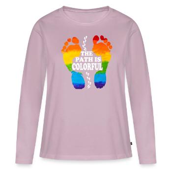 The Path Is Colorful Cute LGBTQ Pride Rainbow - Frauen Premium Bio Langarmshirt - Altrosa - Vorne - Julia (174cm)