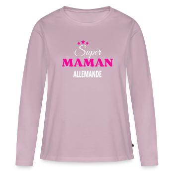 Super maman Allemande citation - T-shirt manches longues Premium bio Femme - rose poudré - Devant - Julia (174cm)