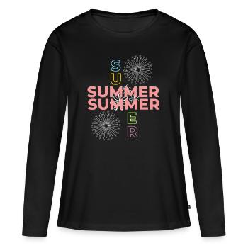 ÉTÉ ÉTÉ - T-shirt manches longues Premium bio Femme - noir - Devant - Julia (174cm)