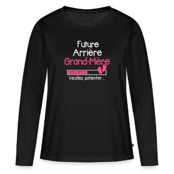 Future Arrière Grandmère Cadeau Annonce bébé Fille - T-shirt manches longues Premium bio Femme - noir - Devant - Julia (174cm)