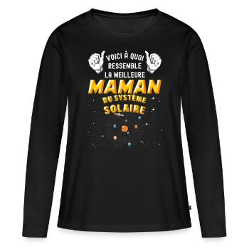 Meilleure Maman Du Système Solaire - T-shirt manches longues Premium bio Femme - noir - Devant - Julia (174cm)