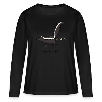 born to stink - Frauen Premium Bio Langarmshirt - Schwarz - Vorne - Julia (174cm)
