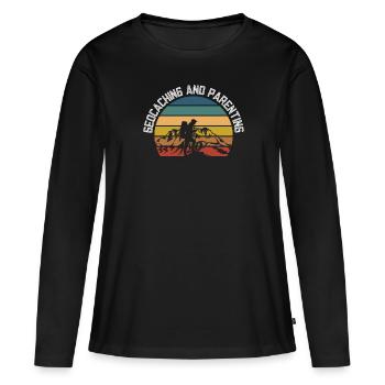 Geocaching und Kindererziehung - Geocaching - Frauen Premium Bio Langarmshirt - Schwarz - Vorne - Julia (174cm)