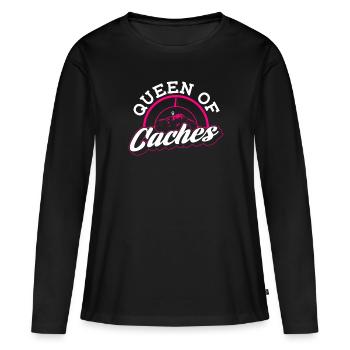 Queen of Caches - Geocaching Geocacher - Women's Premium Organic Long Sleeve Shirt - black - Front - Julia (174cm)