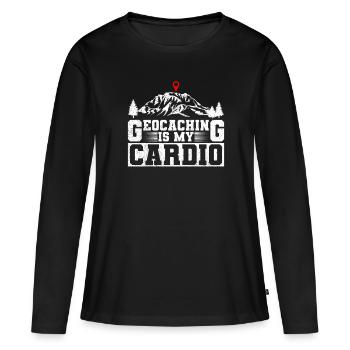Geocaching ist mein Herzsport - Geocaching - Frauen Premium Bio Langarmshirt - Schwarz - Vorne - Julia (174cm)