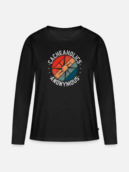 Cacheaholics Anonymous - Geocaching Geocacher - Frauen Premium Bio Langarmshirt - Schwarz