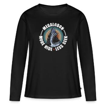 Megalodon - Plus de cachette - moins de recherche - T-shirt manches longues Premium bio Femme - noir - Devant - Julia (174cm)
