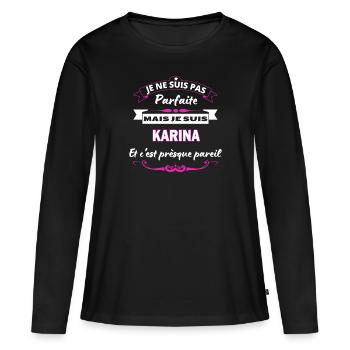 je ne suis pas Parfaite Karina - T-shirt manches longues Premium bio Femme - noir - Devant - Julia (174cm)