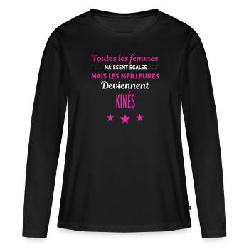 femmes naissent les meilleurs kinés - T-shirt manches longues Premium bio Femme - noir - Devant - Julia (174cm)