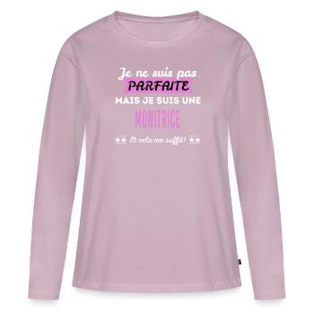 Je ne suis pas parfaite monitrice - T-shirt manches longues Premium bio Femme - rose poudré - Devant - Julia (174cm)