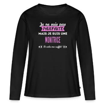 Je ne suis pas parfaite monitrice - T-shirt manches longues Premium bio Femme - noir - Devant - Julia (174cm)