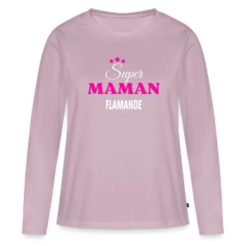 Super maman Flamande citation - T-shirt manches longues Premium bio Femme - rose poudré - Devant - Julia (174cm)