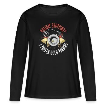 Orpaillage de l’or creusant l’or Dicton de Noël - T-shirt manches longues Premium bio Femme - noir - Devant - Julia (174cm)