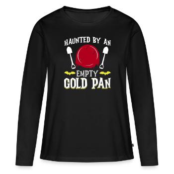 Hanté par une casserole d’or vide - orpaillage - T-shirt manches longues Premium bio Femme - noir - Devant - Julia (174cm)