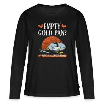 Poêle d’or vide? L’astuce d’Halloween la plus effrayante - T-shirt manches longues Premium bio Femme - noir - Devant - Julia (174cm)