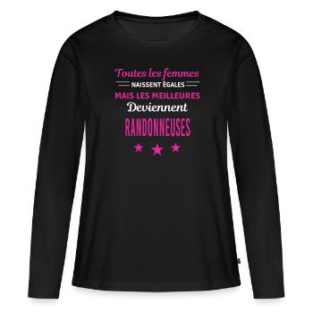 femmes naissent les meilleurs randonneuses - T-shirt manches longues Premium bio Femme - noir - Devant - Julia (174cm)