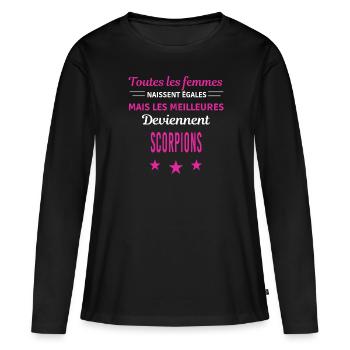 femmes naissent les meilleurs scorpions - T-shirt manches longues Premium bio Femme - noir - Devant - Julia (174cm)