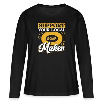 savon fabrication savon savonnière savonnerie savon chaudière - T-shirt manches longues Premium bio Femme - noir - Devant - Julia (174cm)
