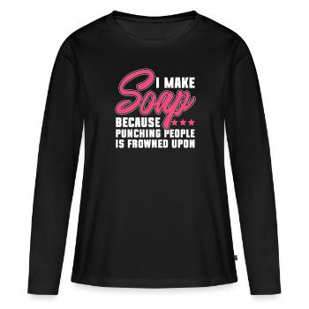 Savon Fabrication de savon Fabricant de savon Fabricant de savon - T-shirt manches longues Premium bio Femme - noir - Devant - Julia (174cm)