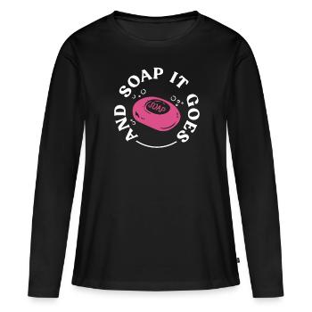 savon fabrication savon savonnière savonnerie savon chaudière - T-shirt manches longues Premium bio Femme - noir - Devant - Julia (174cm)