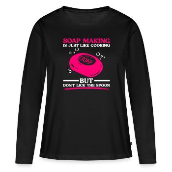savon fabrication savon savonnière savonnerie savon chaudière - T-shirt manches longues Premium bio Femme - noir - Devant - Julia (174cm)