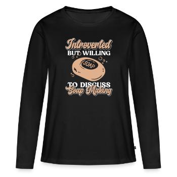 savon fabrication savon savonnière savonnerie savon chaudière - T-shirt manches longues Premium bio Femme - noir - Devant - Julia (174cm)