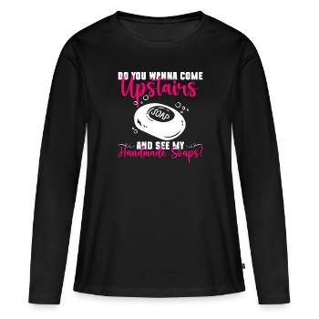 savon fabrication savon savonnière savonnerie savon chaudière - T-shirt manches longues Premium bio Femme - noir - Devant - Julia (174cm)
