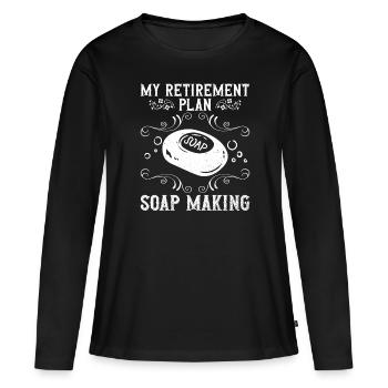 savon fabrication savon savonnière savonnerie savon chaudière - T-shirt manches longues Premium bio Femme - noir - Devant - Julia (174cm)